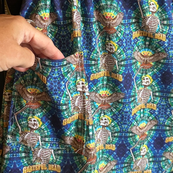 Handmade Grateful Dead Fabric Pull On Elastic Waistband Skirt w/ Pocket. - Picture 2 of 6
